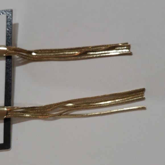 Gold tone Triple Hoops Drop Tassel Fringed Earrings - Women's Fashion Jewelry - Picture 7 of 9